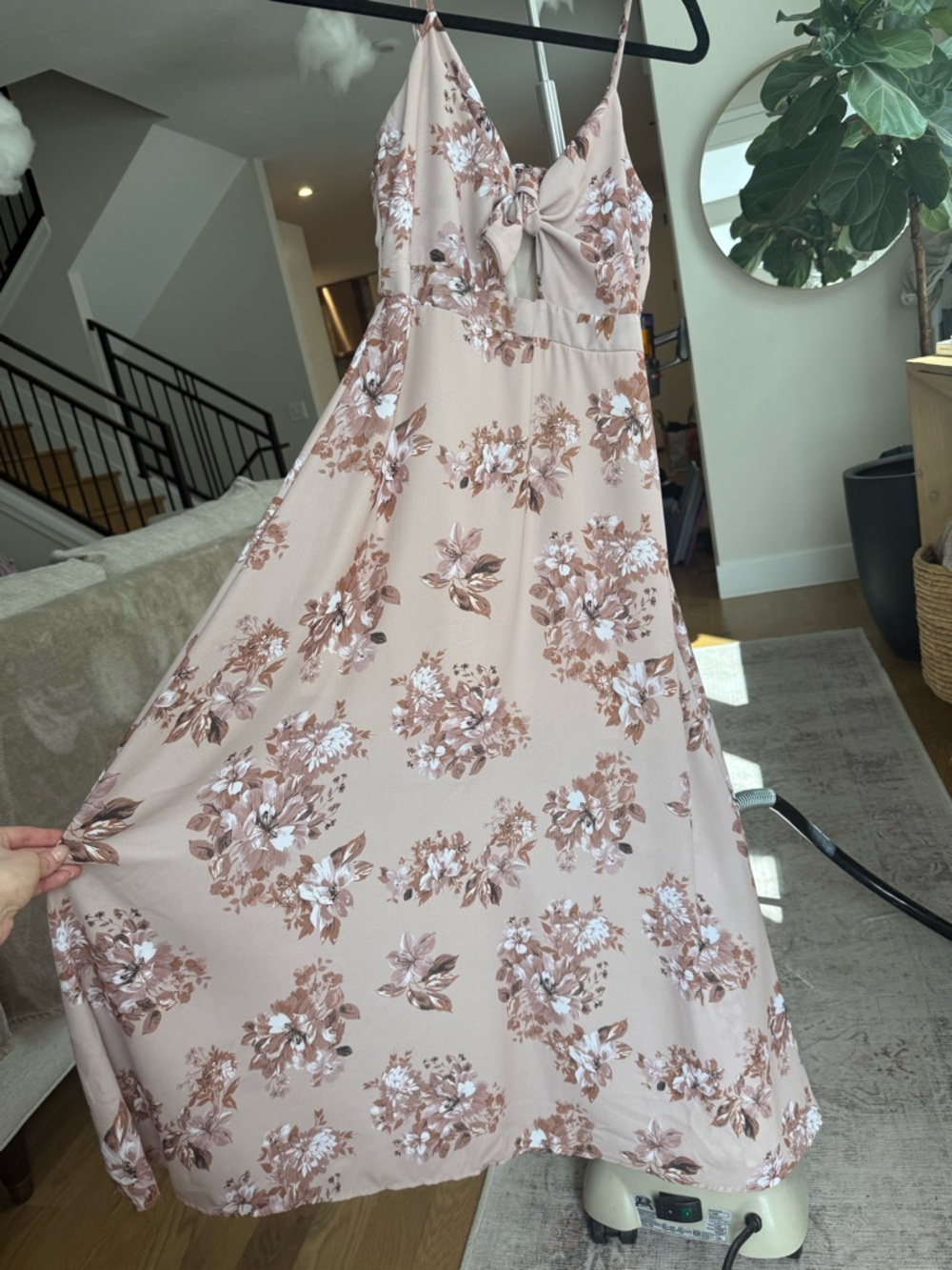 Altar'd State Dusty Rose Floral Tie-Front Dress